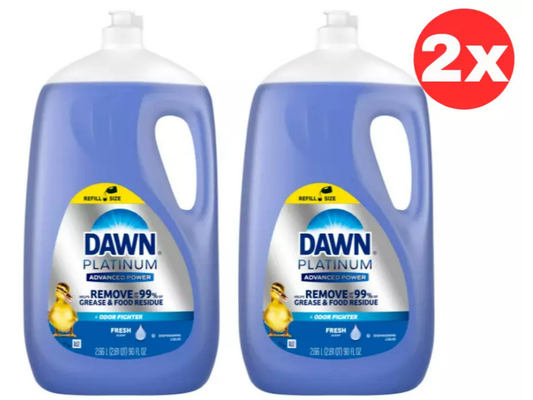 Dawn Platinum Dishwashing Liquid 2.66L Advanced Power Soap 2-Pack
