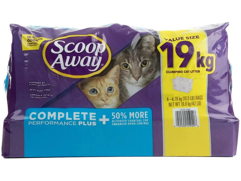 Scoop Away Plus 19kg Scented Cat Litter – Odour Eliminator, Complete Performance