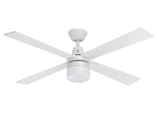 Arlec 120cm White Ceiling Fan with LED Light – 4 Blade, 240V