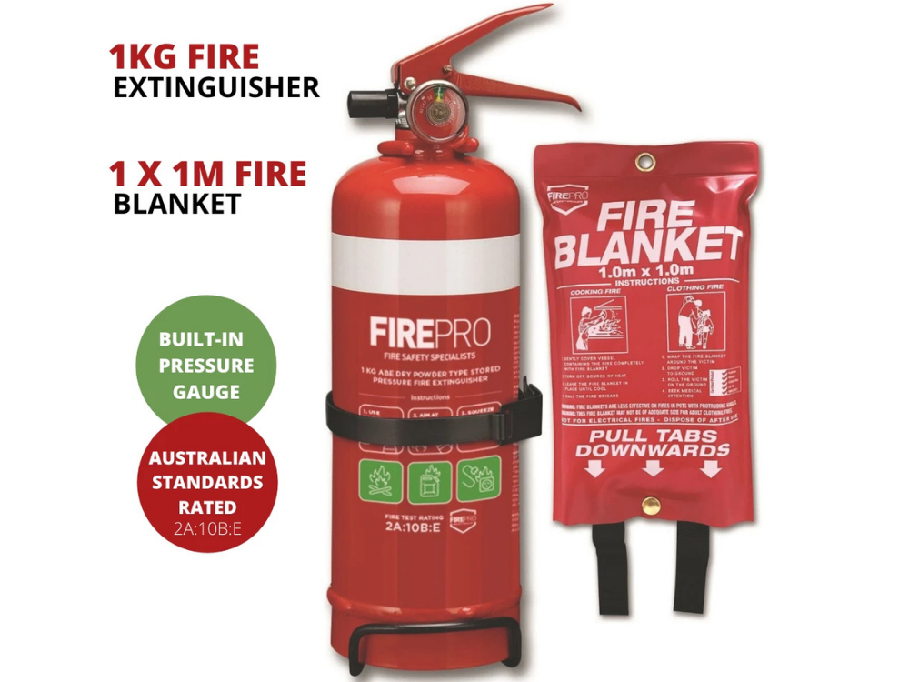 FirePro Fire Safety Kit – 1kg Extinguisher + 1m Blanket