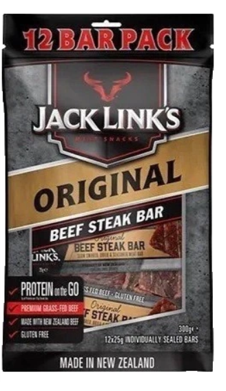 2x Jack Link's Beef Steak Bars Original 12 Pack 300g NZ Grass-Fed Protein Snack GF