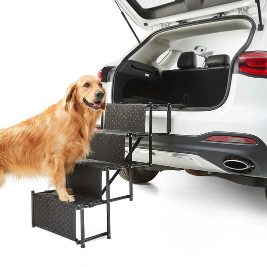 4 Steps Dog pet Ramp Car Ladder Adjustable Portable Height Folding Stairs