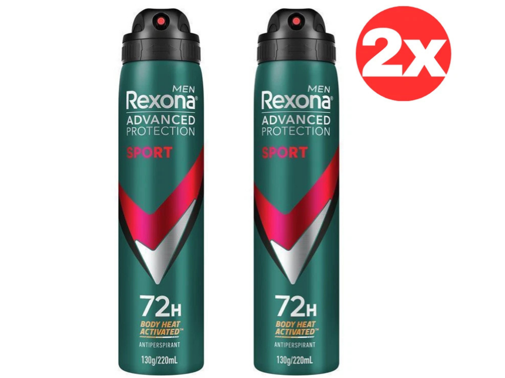 2x Rexona Men Sport Antiperspirant Spray – 72H Protection, 220ml Each