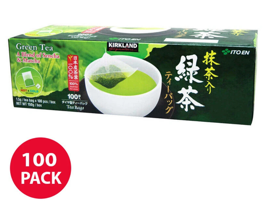 Kirkland Japanese Green Tea Bags Matcha Blend – 100 Pack