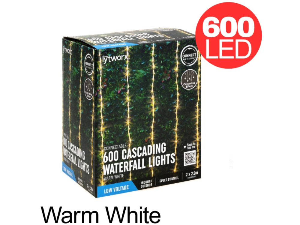 Lytworx 600-LED Warm White Waterfall Lights