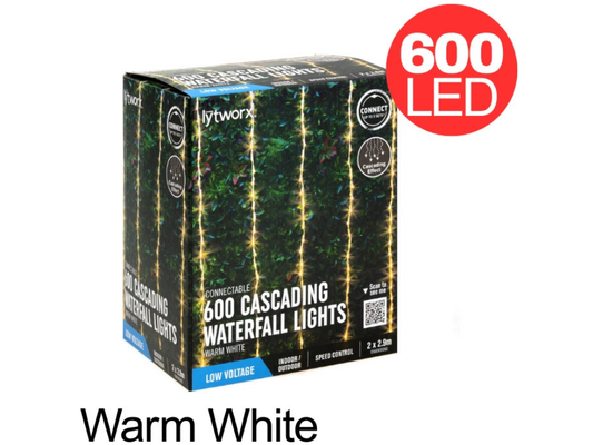Lytworx 600-LED Warm White Waterfall Lights