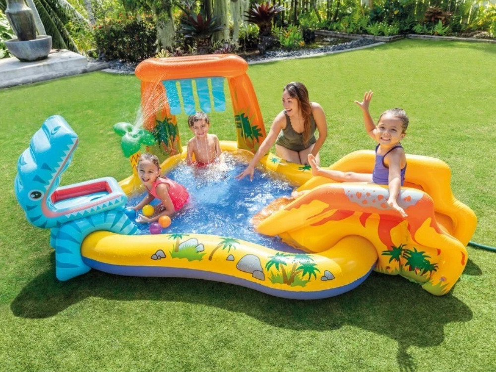 Intex Inflatable Dinosaur Play Pool – Outdoor Water Park with Slide