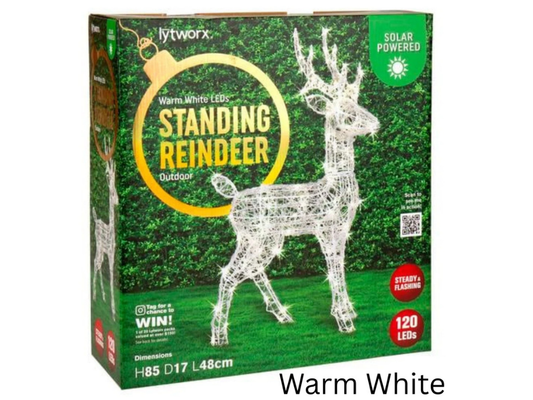 Lytworx Festive Reindeer Statue – 85cm Solar Warm White Christmas Decor
