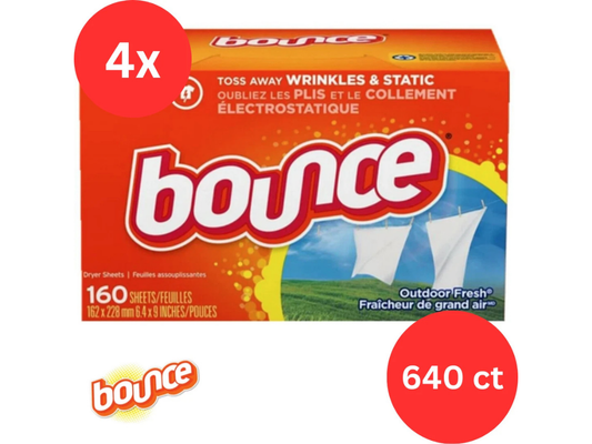 Bounce Fabric Softener Sheets – 4 Packs x 160, Outdoor Fresh