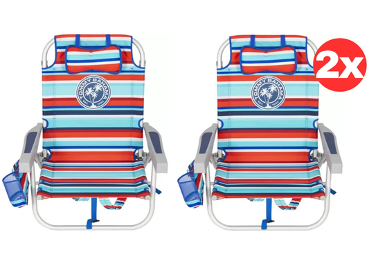 2x Tommy Bahama Backpack Cooler Chairs with Storage Pockets