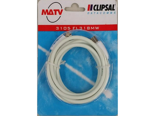 Clipsal 1.8m TV Antenna Cable F-Type Male to PAL Male