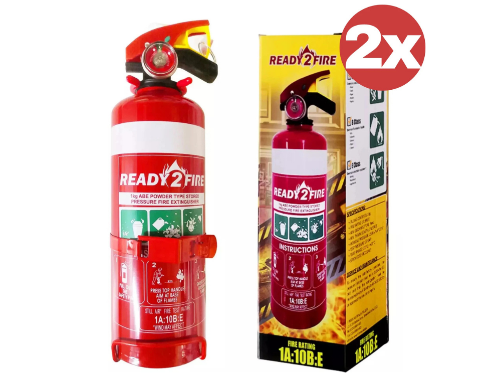 Ready 2 Fire ABE 1kg Extinguishers (2x) – Car, Boat, Home