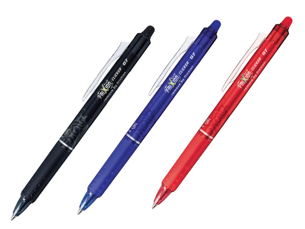 Pilot FriXion 0.7 Retractable Erasable Pen – Ball Clicker, Blue/Red/Black (1x, 2x, 4x)