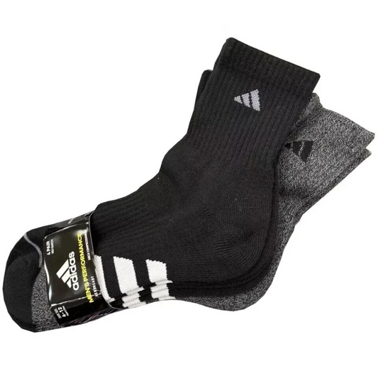 4-Pack Adidas Men’s High Quarter Socks, Assorted Colors, Size 6-12