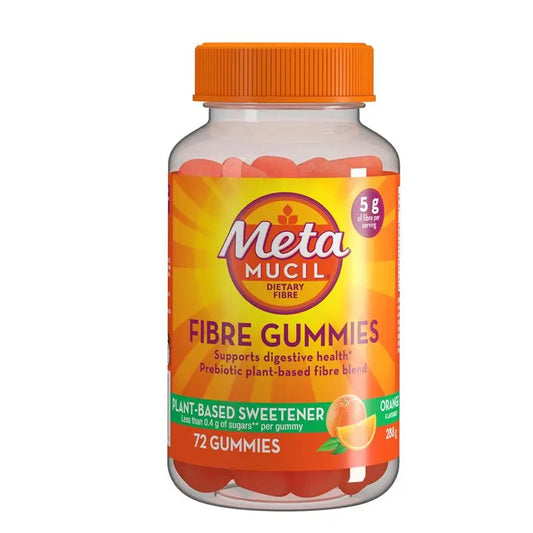 Metamucil Fibre Gummies Orange Flavour for Digestive Health Prebiotic 72pk
