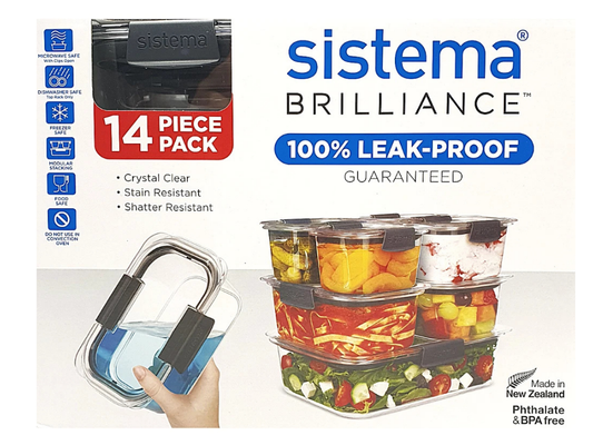 Sistema Brilliance 14-Piece Leakproof Food Storage Container Set – Lunchbox Gift Box
