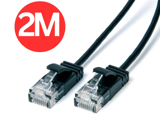Laser Ultra Slim Cat6 Network Cable 2M – Black, NBN/LAN/Modem/Router