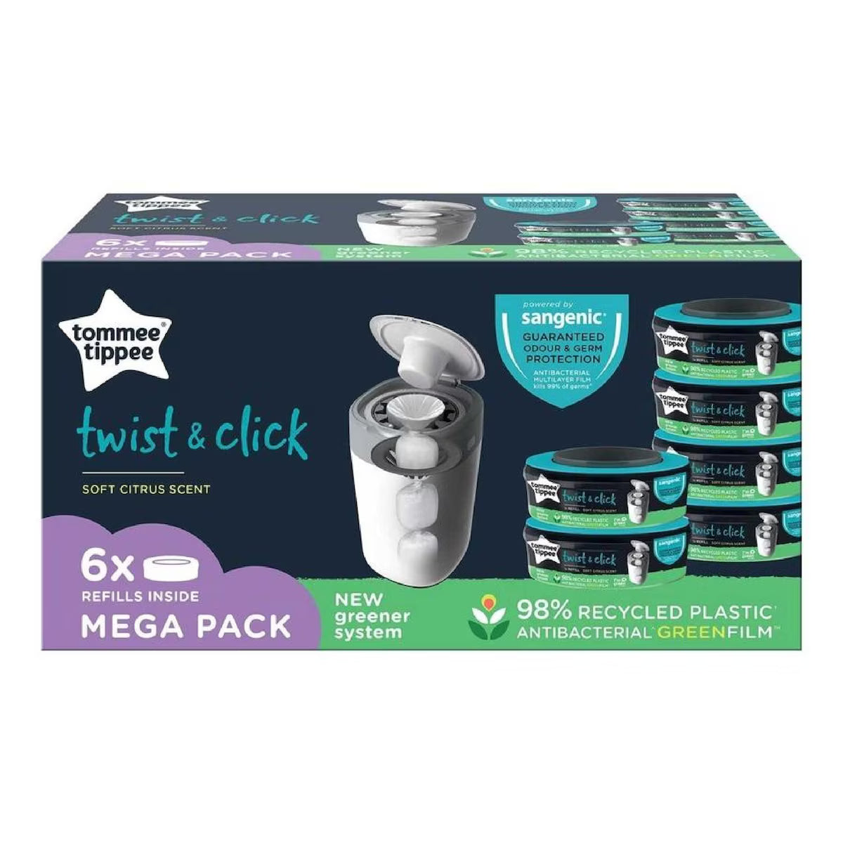 Tommee Tippee Twist & Click Sangenic Refill Cassette 6-Pack