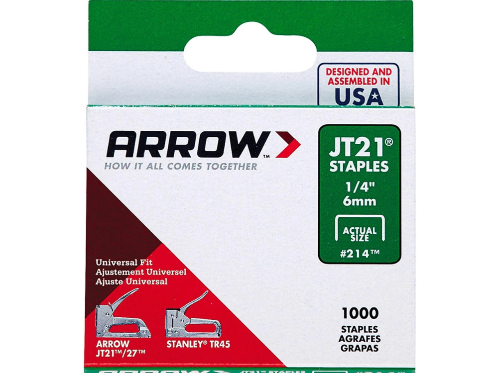 1000 Pack Arrow 6mm JT21 Staples – Universal Flat Crown