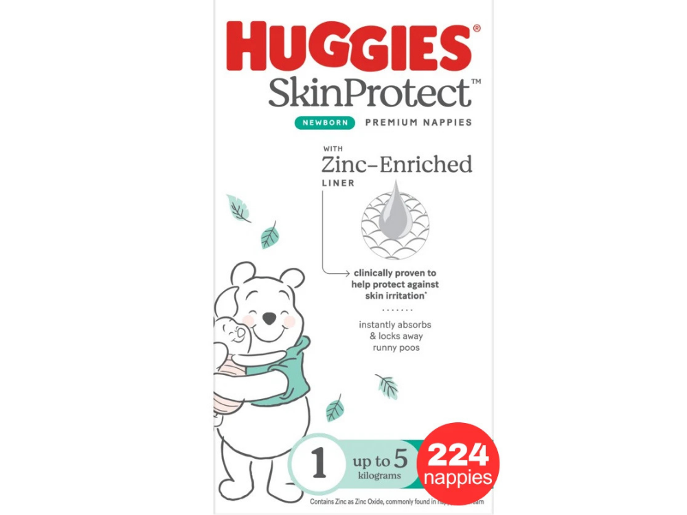Huggies Newborn Nappies Size 1 – 224 Unisex Diapers Up to 5kg
