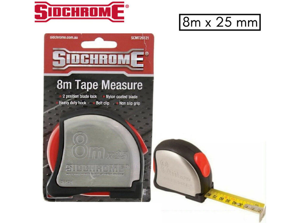 Sidchrome 8M Retractable Measuring Tape – Metric, Flexible