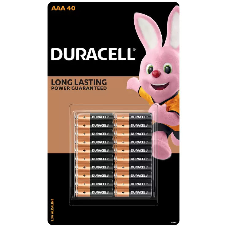 Duracell Coppertop AAA Battery Alkaline Bulk Batteries Duralock Copper Top 40pk