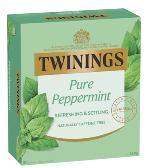 Twinings Pure Peppermint Herbal Tea Bags, Naturally Caffeine Free, 240 Biodegradable Bags (Multipack of 3 x 80) Caffeine Free Herbal Tea for Digestio