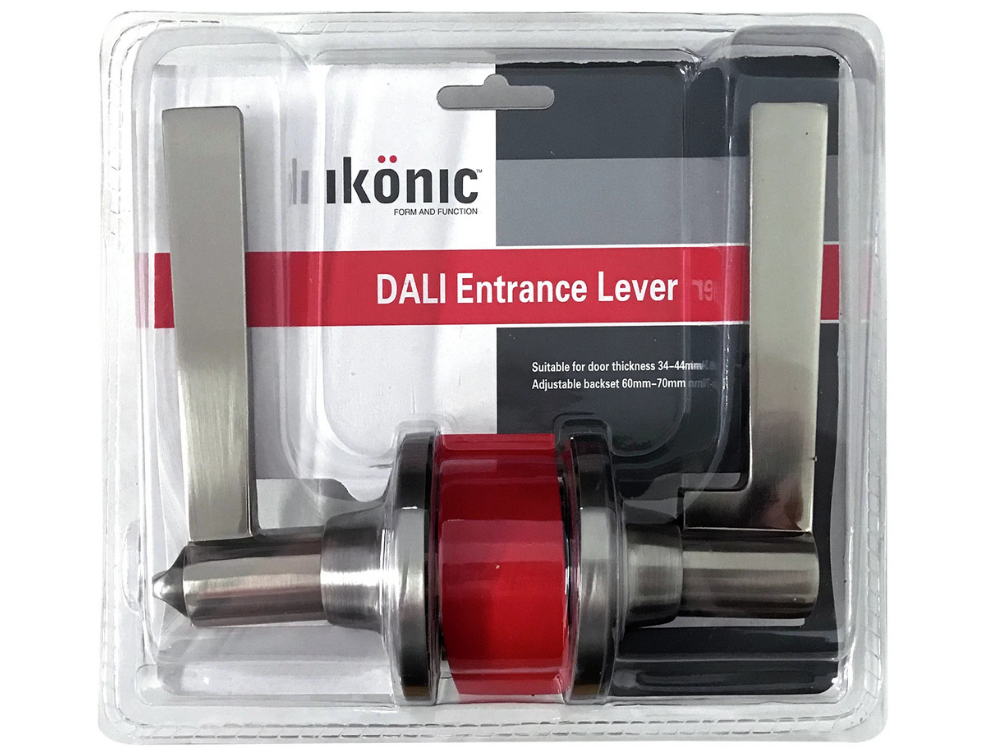 Ikonic Dali Entrance Lever Set – Satin Stainless Steel Door Handle & Lock