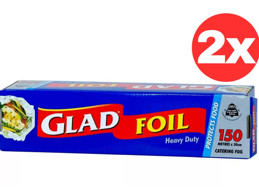 Glad Foil Food Wrap Heavy Duty 150M x 30cm 2-Pack Sealing Cover
