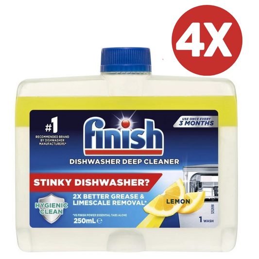 Finish Dishwasher Cleaner Lemon 250mL, Pack of 4 – Removes Limescale