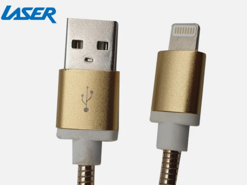 Laser 2m Braided USB-A Charging Cable – Gold for iPhone, iPad & AirPods
