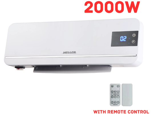 Heller 2000W Wall Mounted Ceramic Heater – Remote Control, Portable