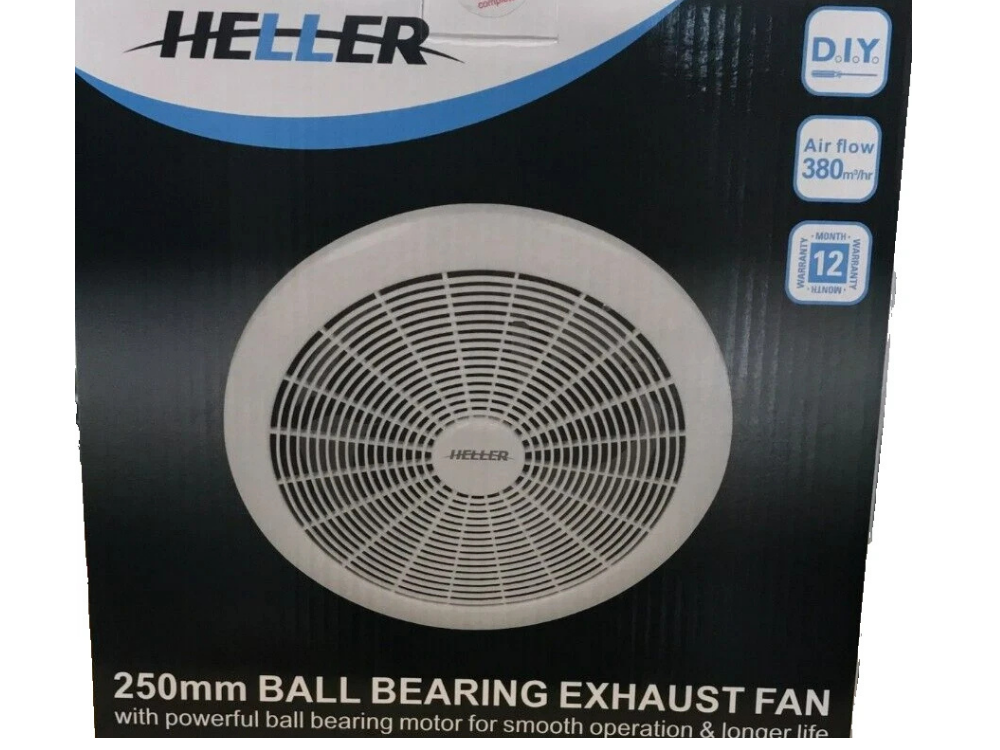 Heller 250mm Exhaust Fan – Ball Bearing for Wall/Ceiling Ventilation