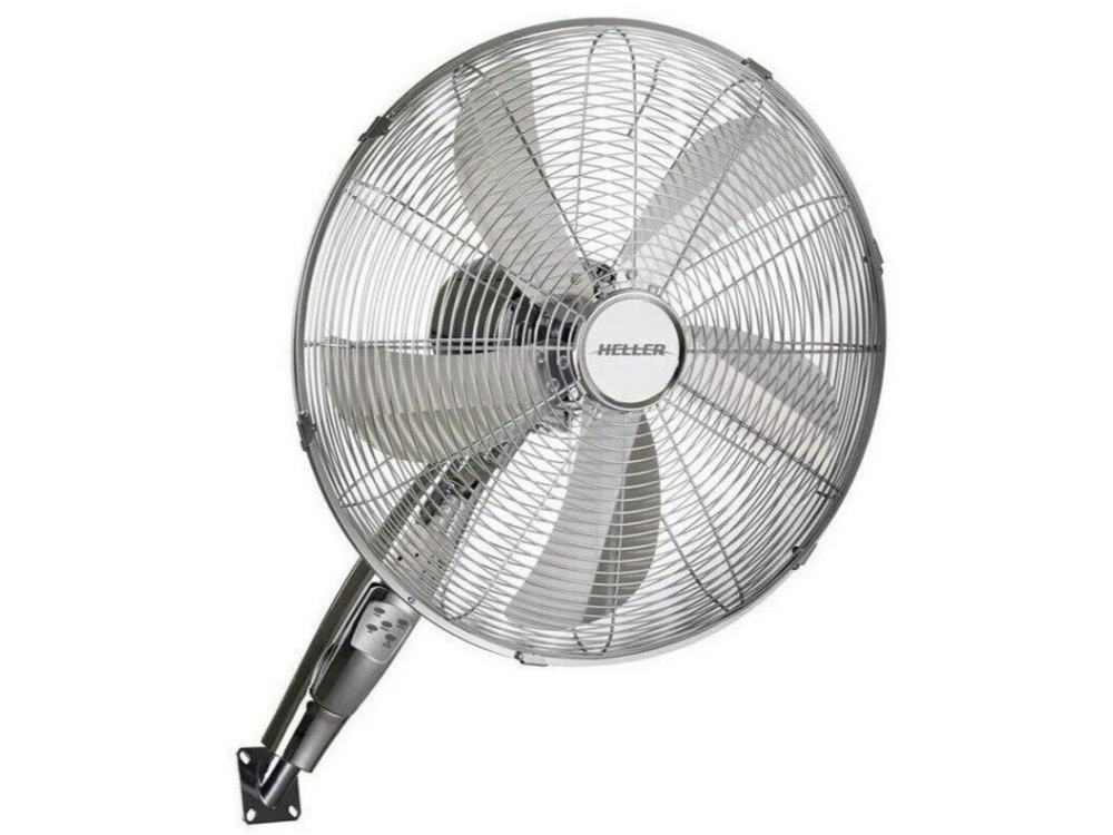 Heller Wall Fan 40cm – Chrome, 3-Speed, Oscillating & Tilt with Remote