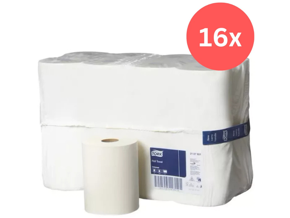 Tork Paper Hand Towels 90m – 16 Rolls Bulk Industrial Kitchen (White)