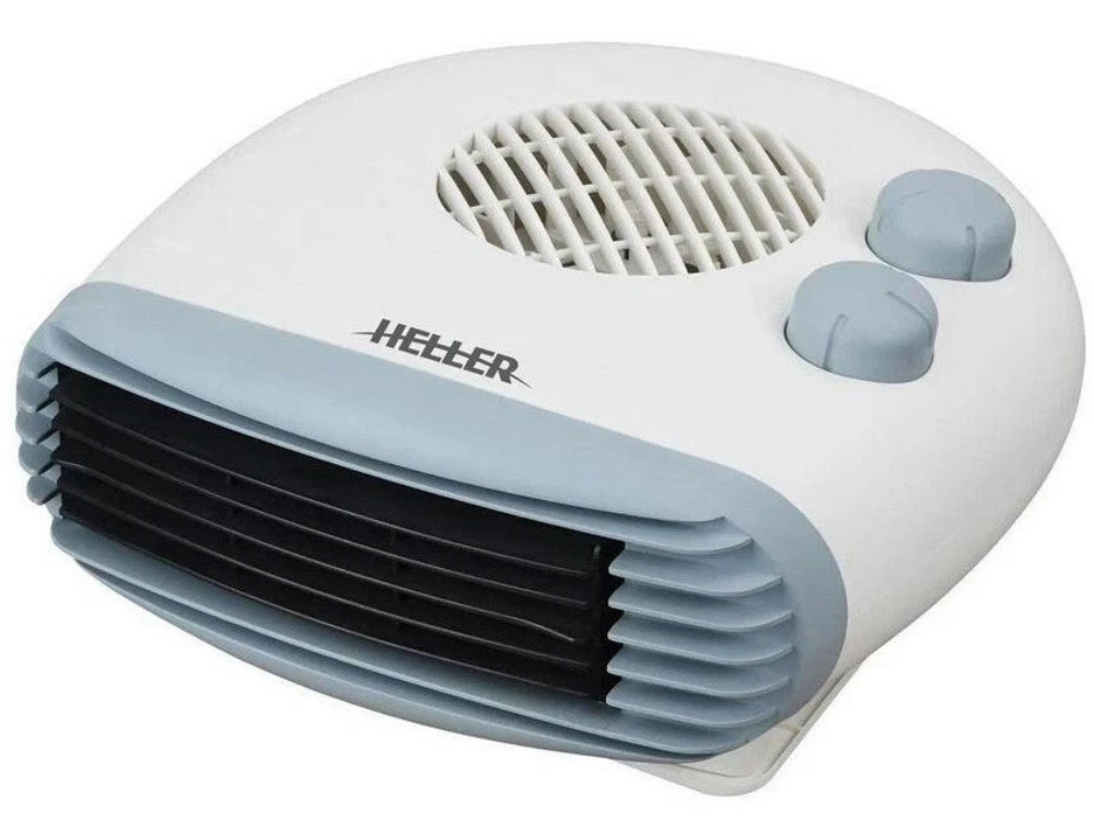 Heller 2000W Low Profile Desk Fan Heater – 2 Heat Settings with Adjustable Thermostat