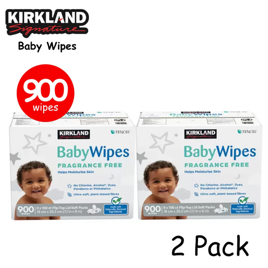 Kirkland Signature Tencel Baby Wipes Fragrance Free Towelettes 2 x 900 Pull