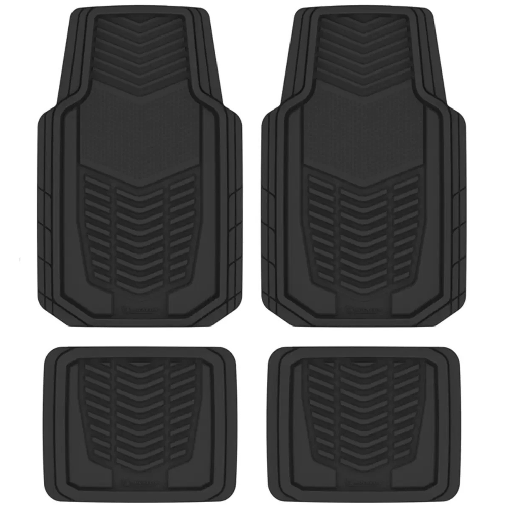 Michelin Car Floor Mats Universal Fit, 4PCS Carpet & Rubber Smart Trim