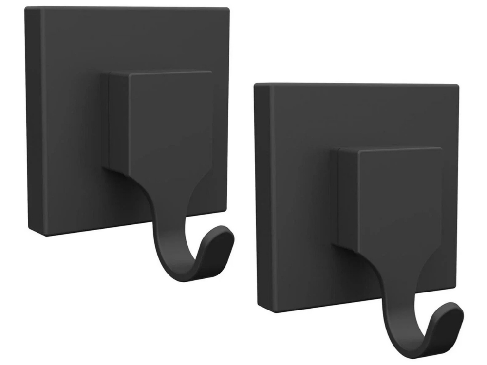 Fusion-Loc Matte Black Suction Hooks – 2pk Bathroom Towel Holders