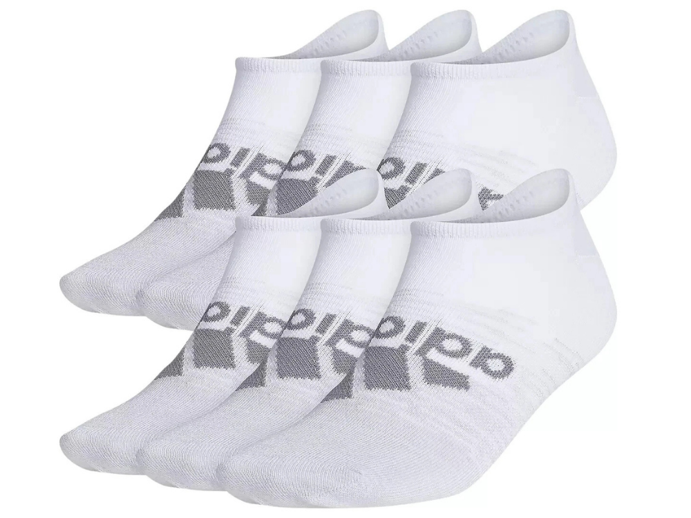 Adidas Superlite Men’s No Show Socks – White, 6 Pack, Size 6–12