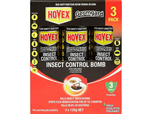 Hovex Germgard Insecticide Bomb 125g – 3 Pack for Flea, Moth & Bug Control