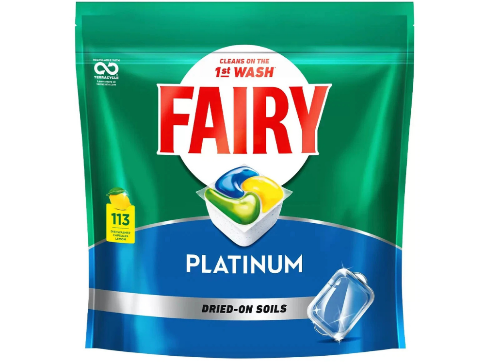 Fairy Platinum Dishwasher Capsules 113 Pack – Lemon Fresh
