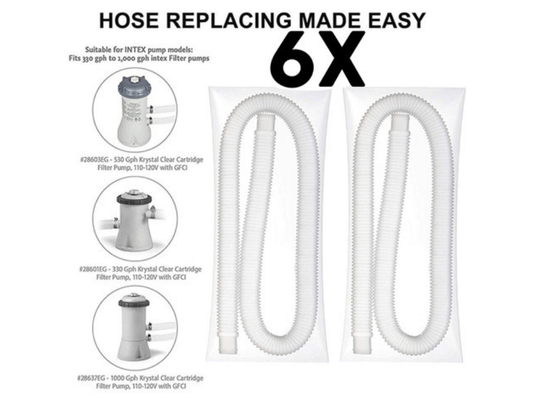 Genuine Intex 32mm Pool Pump Hoses – 6 Pack for Above Ground Pools