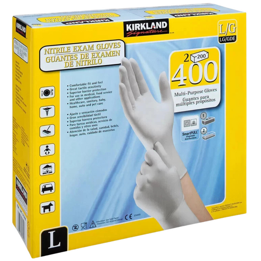 Kirkland Signature Large Nitrile Gloves, 400 Pack Smart Pull