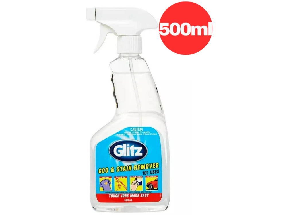 Glitz 500mL Goo & Stain Remover Spray – Label & Tape Residue Cleaner