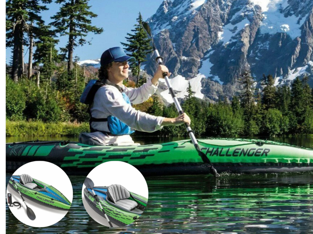 Intex Challenger K1 Inflatable Kayak – 1 Person with Paddle & Pump