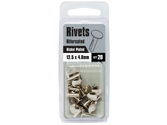 Pinnacle Split Leg Rivets Nickel 12.5x4mm (20 Packs)