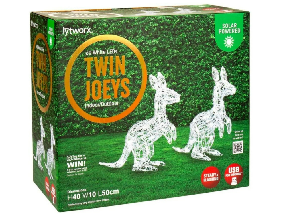 Lytworx Solar Kangaroo Joeys – Christmas Decor with 30 LEDs Each