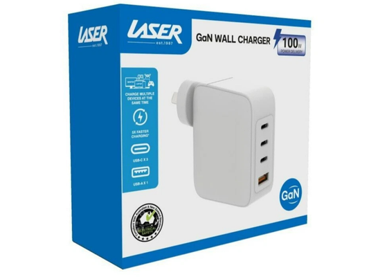 Laser 4-Port 100W Fast USB Charger – Universal Laptop &amp; iPhone Adapter