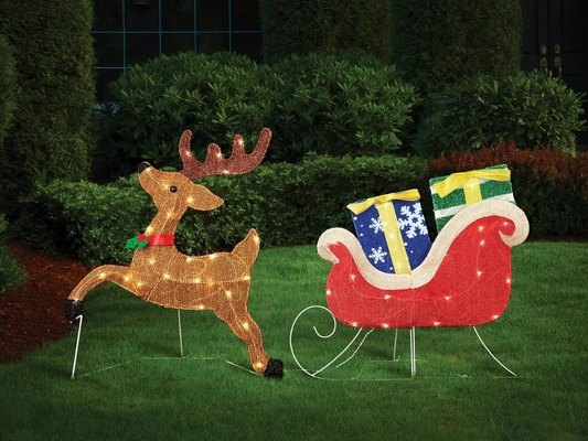 Lytworx Warm White LED Reindeer & Sleigh Lights – USB/Solar Powered Christmas Decor